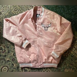 Bulls Pink Satin NBA Bomber Jacket by STARTER Black Label
